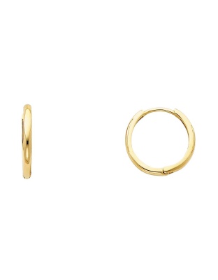 14K Yellow Gold Plain Huggies Earrings